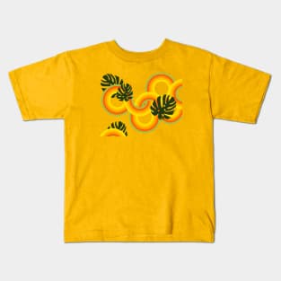 70’s circles and monstera Kids T-Shirt